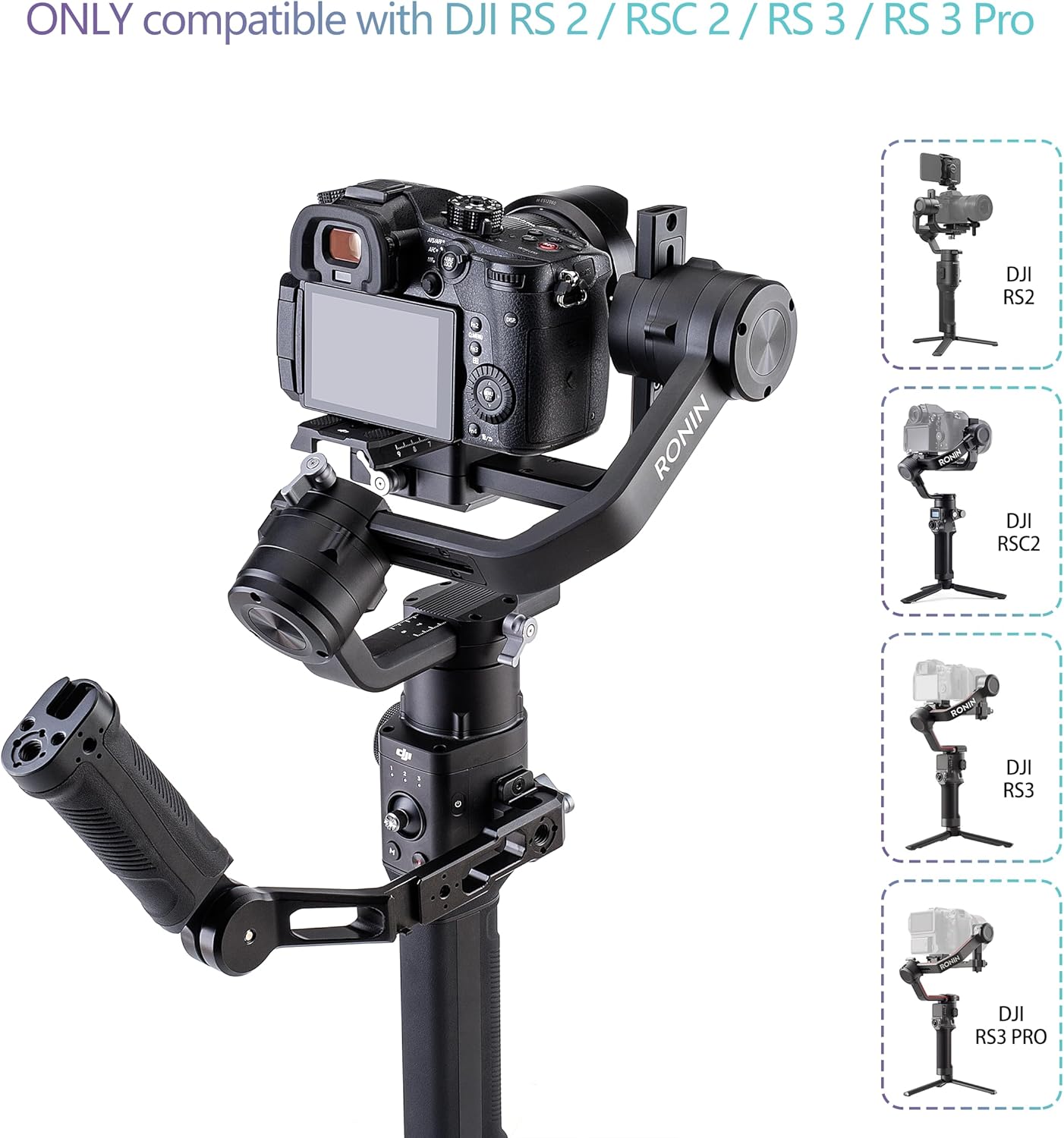 Zeadio Gimbal Sling Handgrip Handle Compatible with DJI RS 2 RSC 2 RS 3 RS 3 Pro Stabilizer, 17.6lb/8kg Load, Ideal for Low Angle Shots