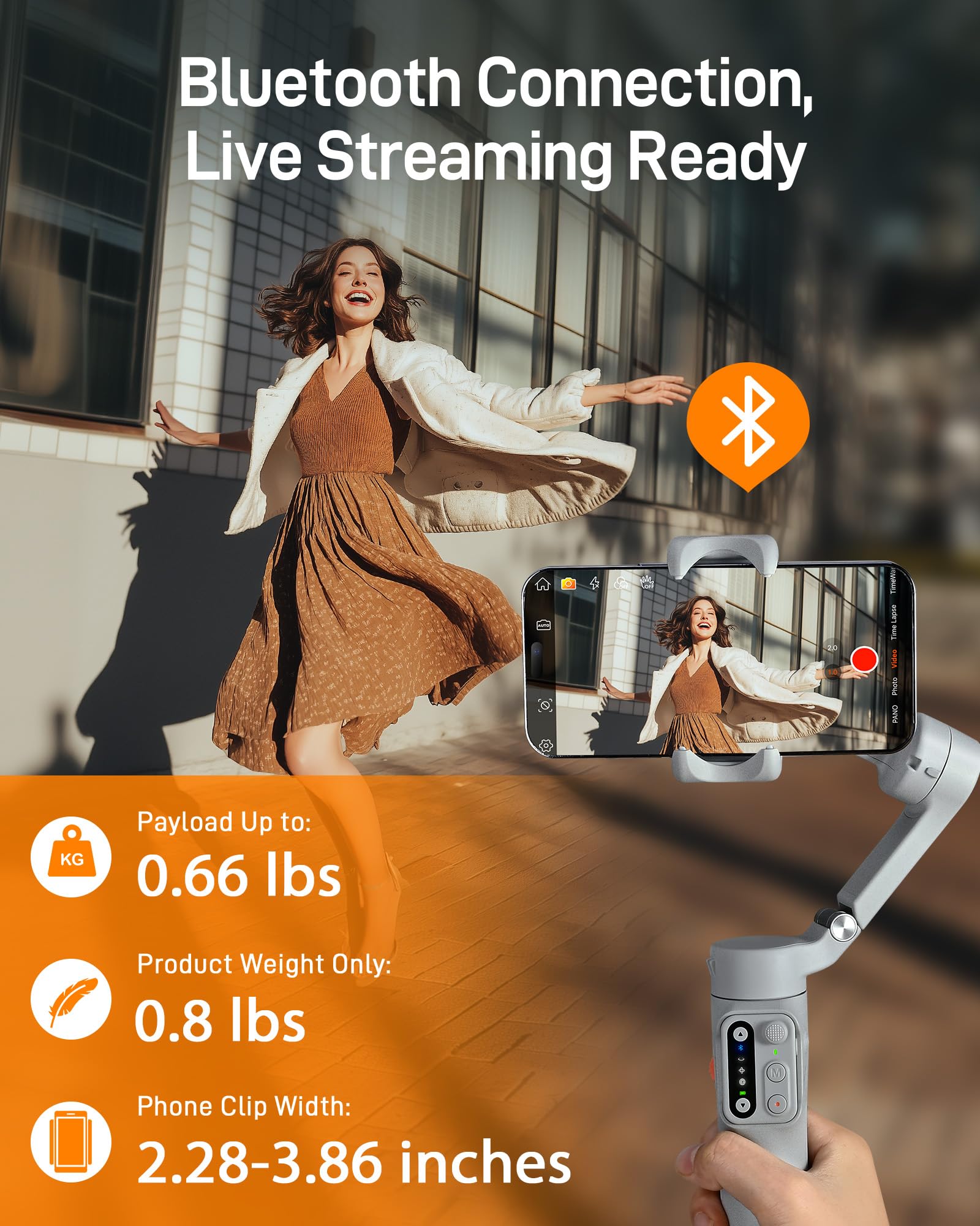 hohem iSteady X3 SE Gimbal Stabilizer for iPhone, Phone Stabilizer with Detachable Remote Control, Portable Foldable 3-Axis Phone Gimbal for Android & iPhone 16 15 Pro Max, Ideal for Travel Vlogging