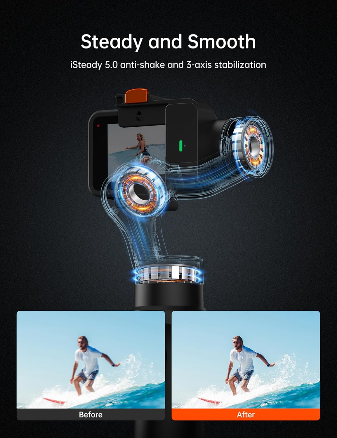 Hohem iSteady Pro 4 3 Axis Gimbal Stabilizer for Gopro Hero 13/12/11/10/9, Bluetooth Control, IPX4 Splashproof, Camera Stabilizer for Video Recording, Compatible with Osmo Camera, Insta360