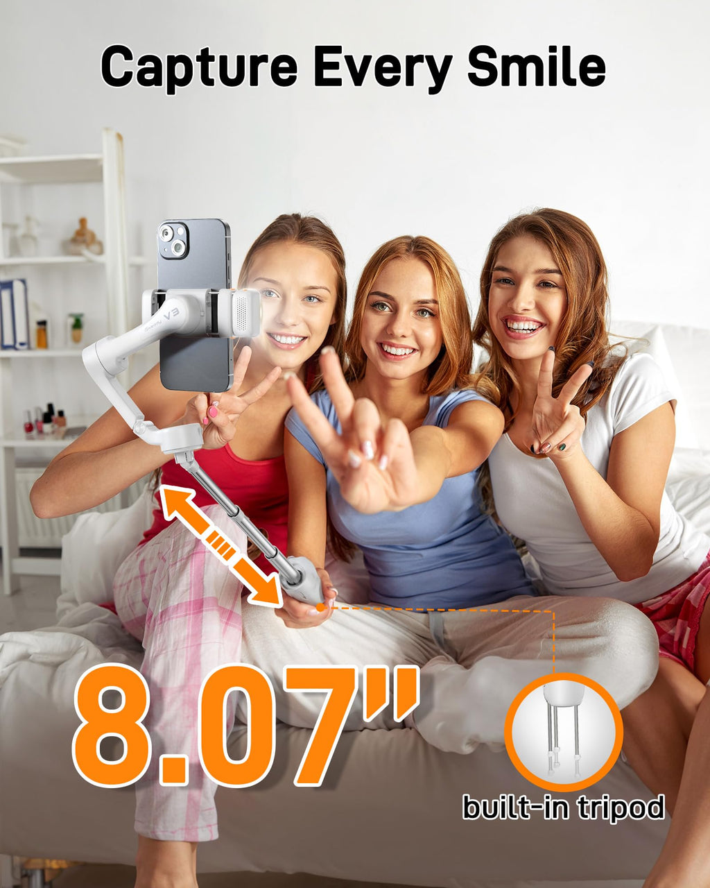 hohem iSteady V3 Gimbal Stabilizer for iPhone, 3-Axis Phone Gimbal, Magnetic AI Tracker, Built-in Extendable Rod & Tripod, Detachable Remote Control, Stabilizer for Travel, Vlog, TikTok, Black